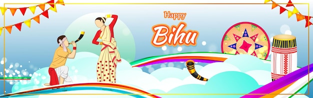 Vector illustration of happy bihu festival