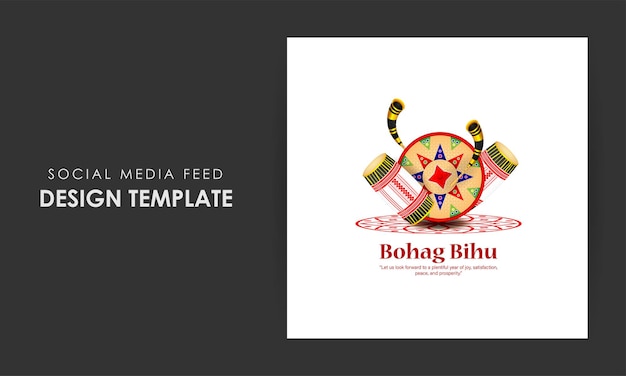 Vector illustration of Happy Bohag Bihu social media story feed mockup template