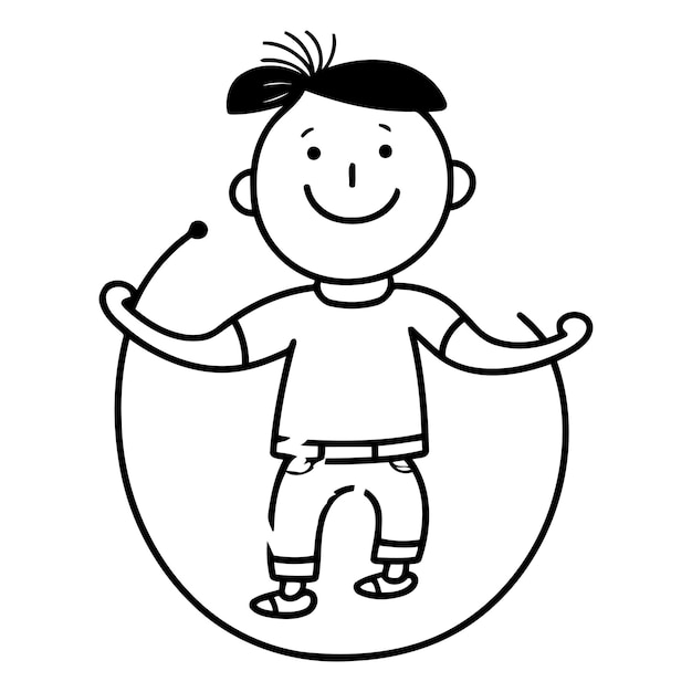 Vector vector illustration of a happy boy in a tshirt and shorts
