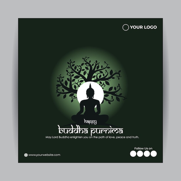 Illustrazione vettoriale del modello di mockup del feed della storia dei social media di happy buddha purnima