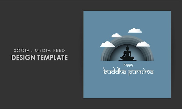 Vettore illustrazione vettoriale del modello di mockup del feed della storia dei social media di happy buddha purnima