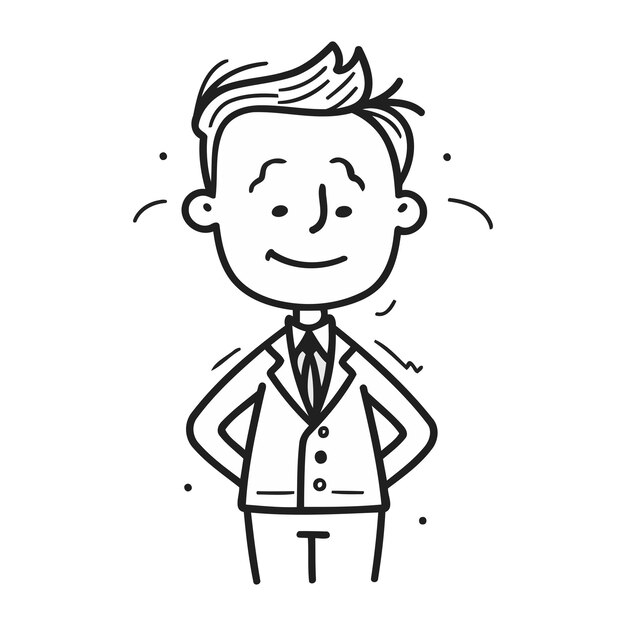 행복한 사업가의  ⁇ 터 일러스트레이션 웹에 대한 행복한 사업가 아이콘의 Doodle