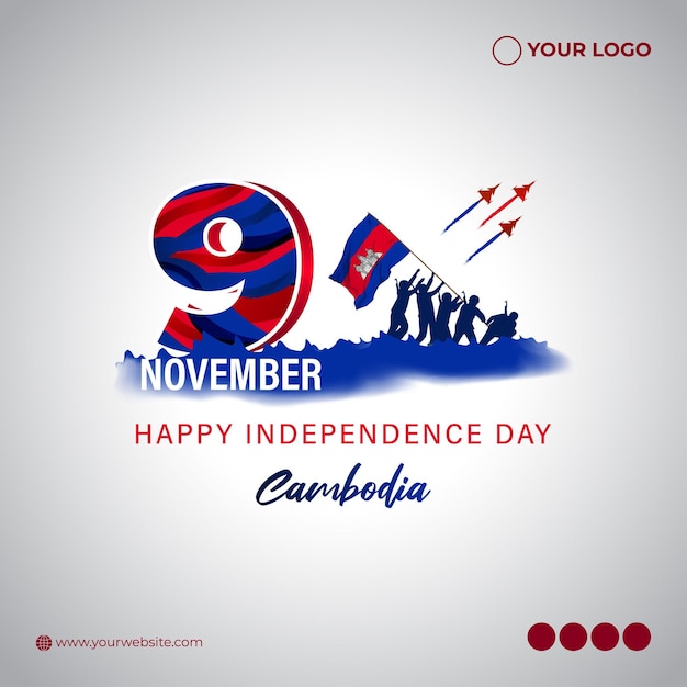 Vector illustration of happy Cambodia independence day banner