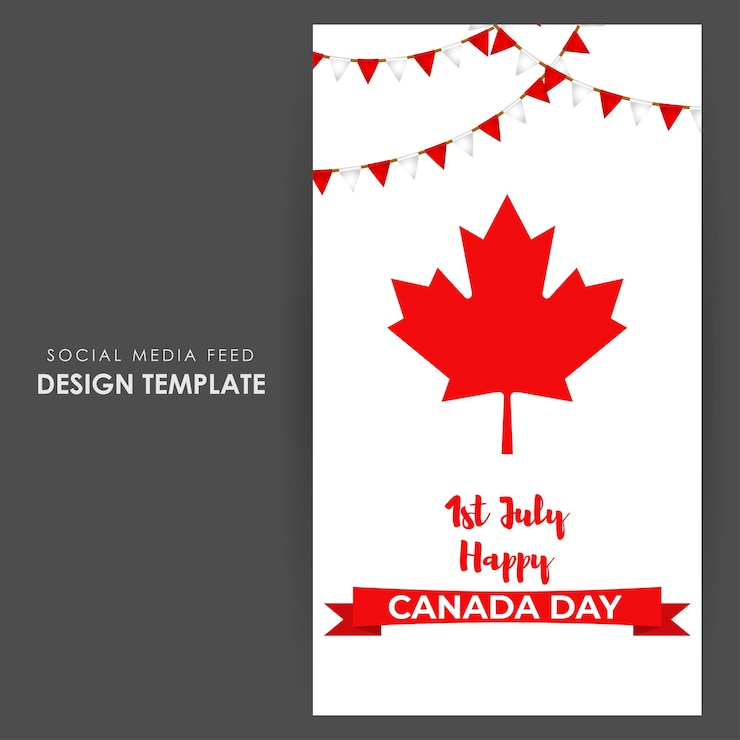 Vector vector illustration of happy canada day social media story feed mockup template