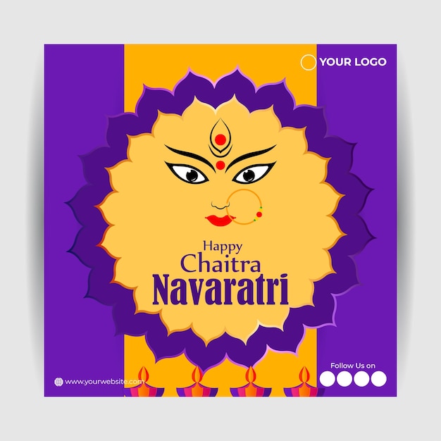 Vector vector illustration of happy chaitra navratri wishes greeting card