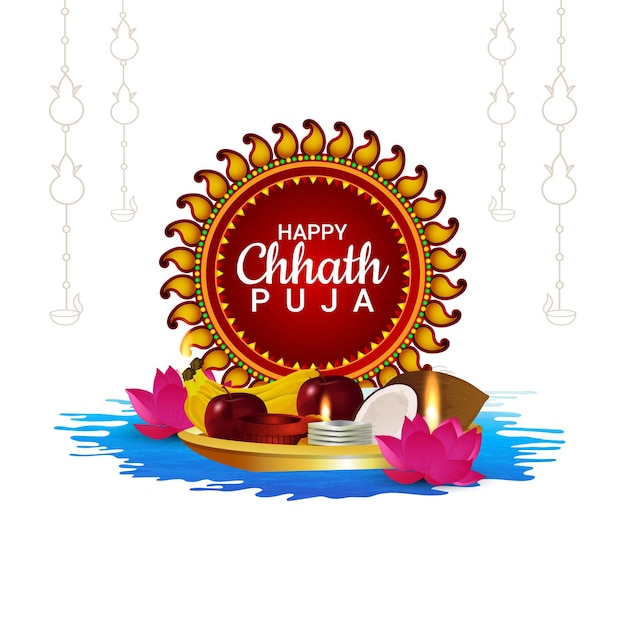 Vector illustration of happy chhath puja sun festival of india