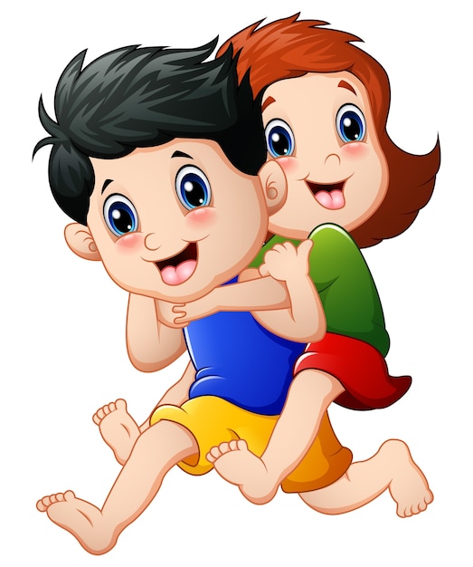 Vector illustration of Happy children cartoon running