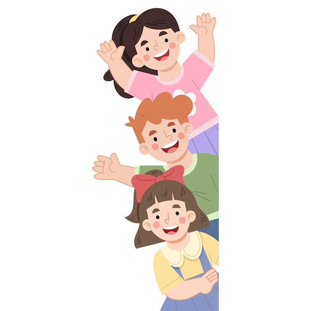 幸せな子供たちが見つめているベクトルイラスト