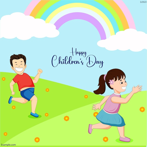 Vector vector illustration happy children's day concept with children