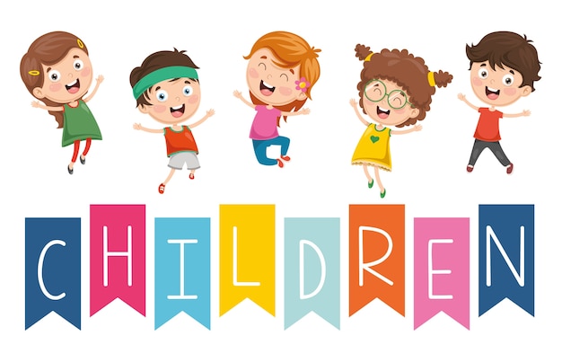 Vector vector illustration of happy children