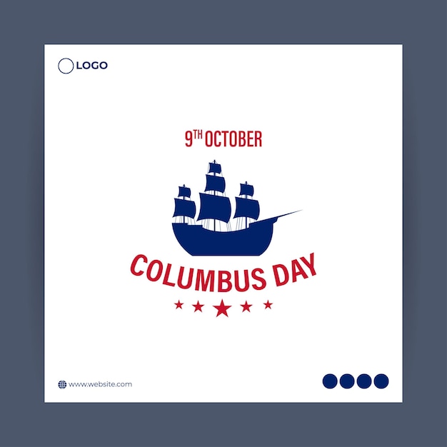 Vector illustration of Happy Columbus Day banner