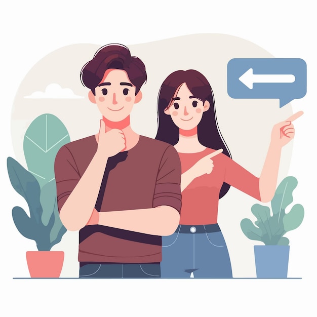 Vector Illustration Of happy couple in flat design style