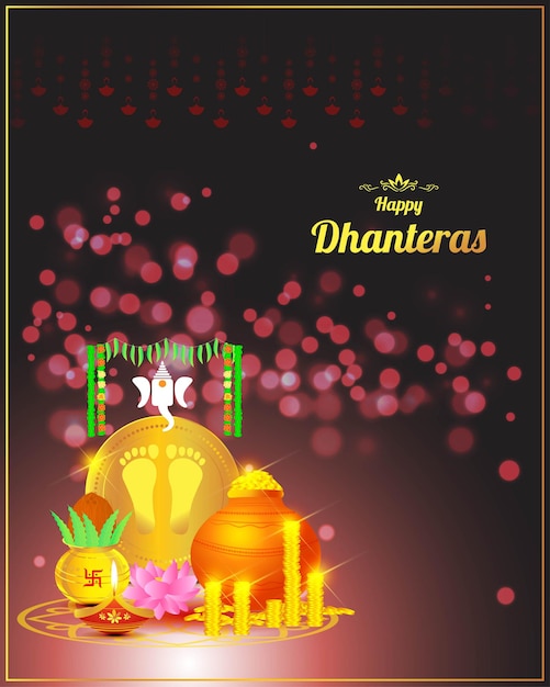 Vector illustration of Happy Dhantera Indian Hindu festival