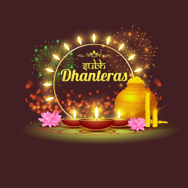 Vector illustration of Happy Dhantera Indian Hindu festival