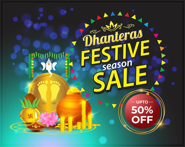 Illustrazione vettoriale di banner di vendita felice dhantera
