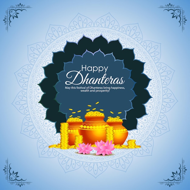 Vector illustration of Happy Dhanteras social media feed template