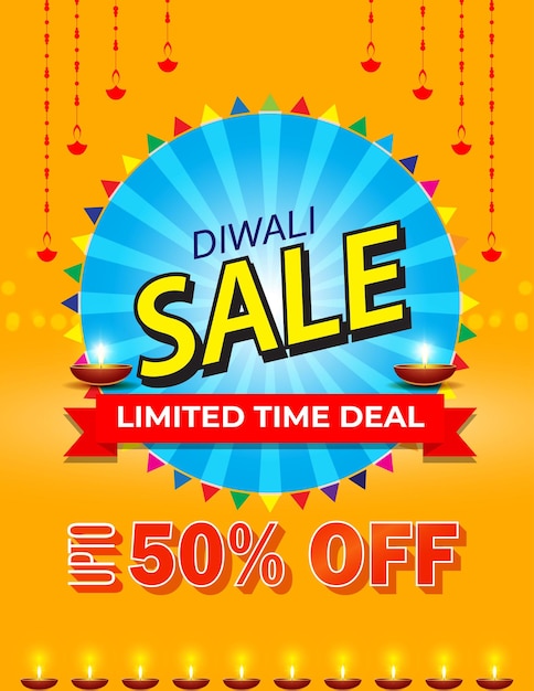 Векторная иллюстрация шаблона баннера Happy Diwali Sale