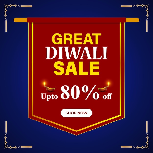 Векторная иллюстрация шаблона баннера Happy Diwali Sale