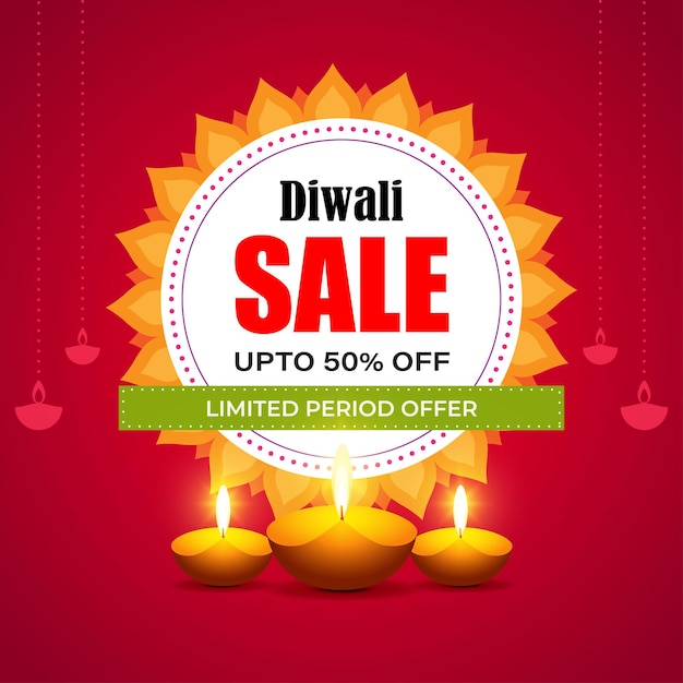 Illustrazione vettoriale per modello di banner happy diwali sale