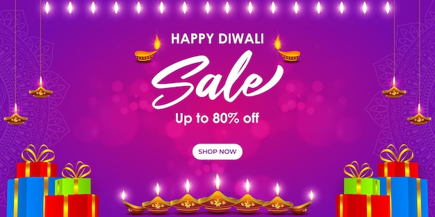 Vector vector illustration of happy diwali sale social media feed template