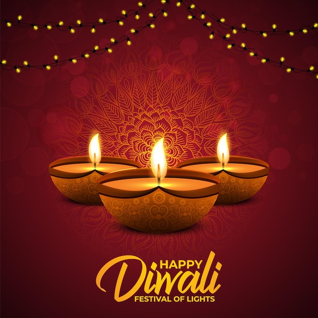 Vector Illustration of Happy diwali with diya banner Template