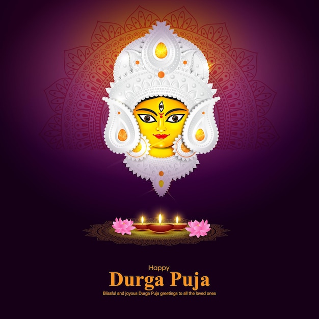 Vettore illustrazione vettoriale di felice durga puja subh navratri