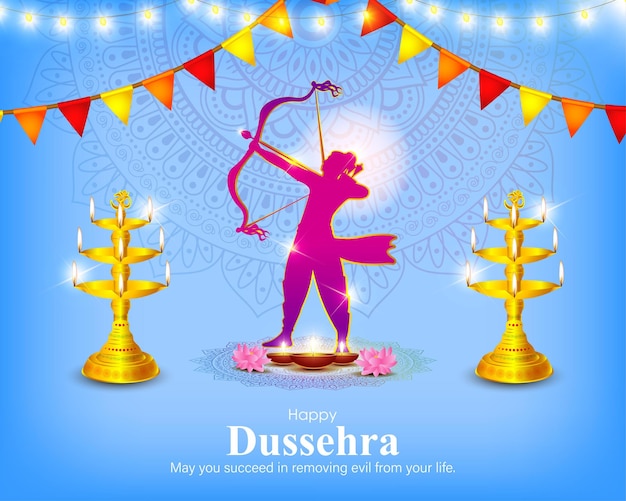 행복 Dussehra 인사말의 벡터 일러스트 레이 션