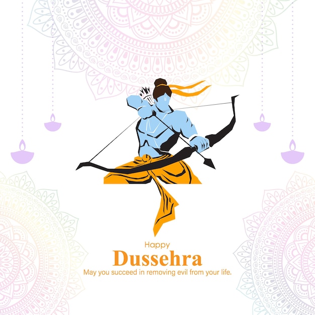 Векторная иллюстрация приветствия Happy Dussehra