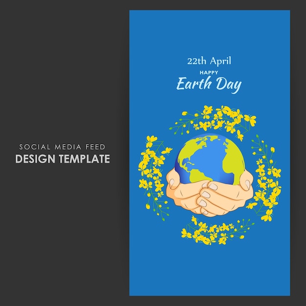 Vector illustration of Happy Earth Day social media story feed mockup template