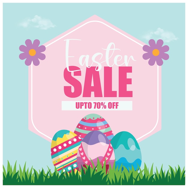 vector illustration happy easter eggs editable post banner template