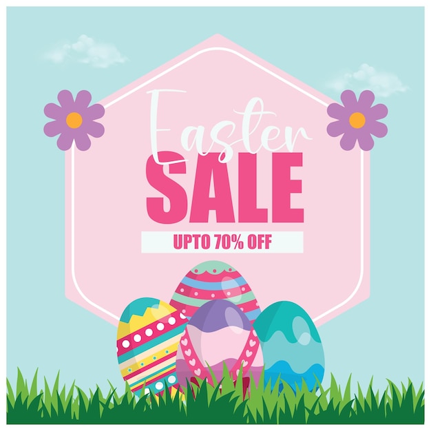 Vector vector illustration happy easter eggs editable post banner template