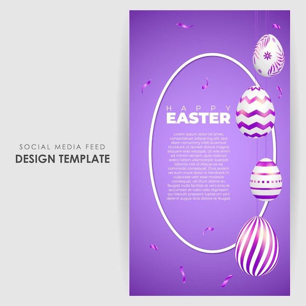 Vettore illustrazione vettoriale del modello di mockup della storia di facebook di buona pasqua