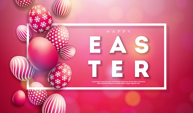 Vector illustration of happy easter holiday with painted egg