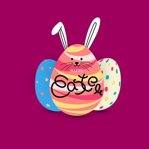 Vector illustration of happy easter wishes greeting