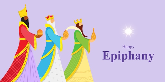 Vector vector illustration of happy epiphany christian festival three wise men