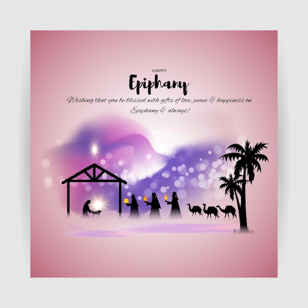 Vector illustration of Happy Epiphany Christian festival three wise men