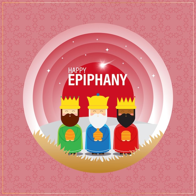 Vector vector illustration of happy epiphany greeting