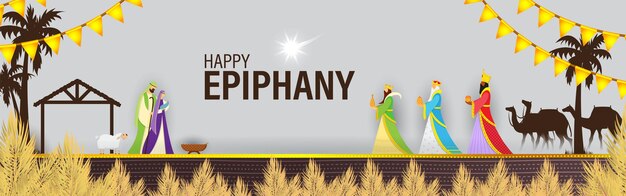 Vector illustration of happy epiphany greeting