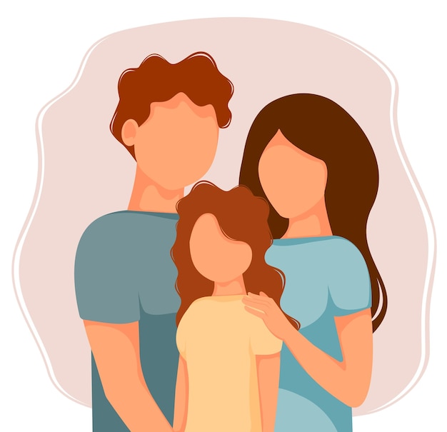 Vector illustration of happy family with kids Mother father daughter Flat design