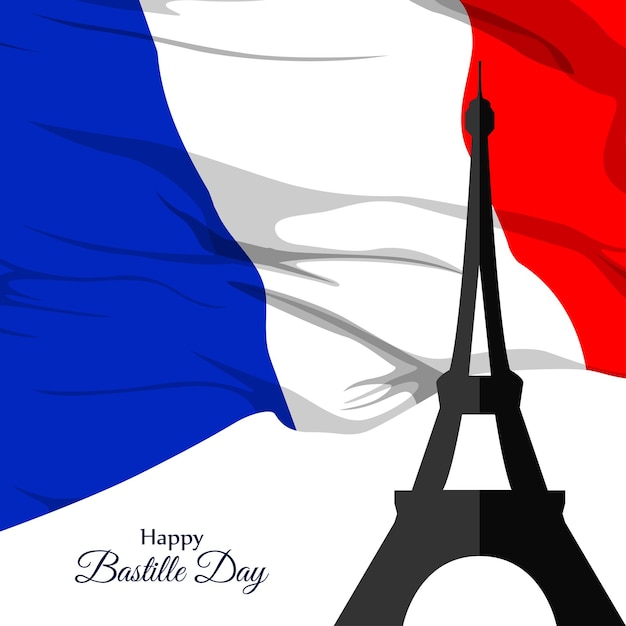 Vector vector illustration of happy france bastille day social media story feed mockup template