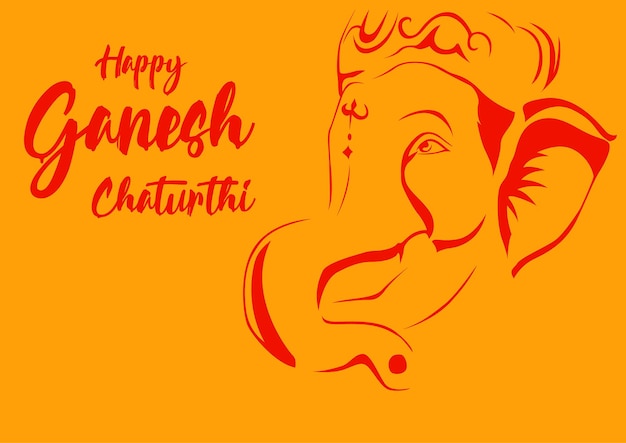 오렌지색 배경에 Happy Ganesh Chaturthi의 터 일러스트레이션