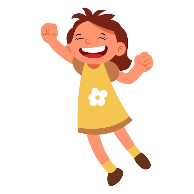 A Vector Illustration Of Happy Girl