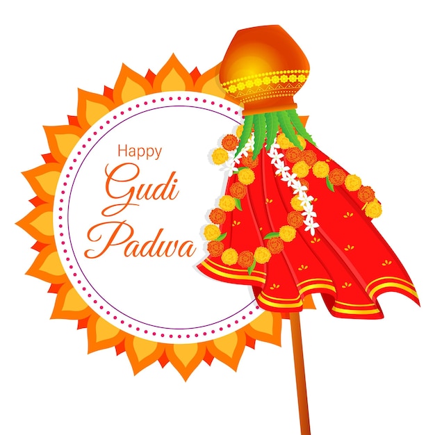 Vector illustration of Happy Gudi Padwa wishes greeting