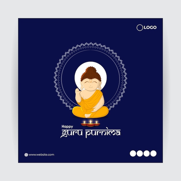 Illustrazione vettoriale del modello di mockup del feed della storia dei social media di happy guru purnima