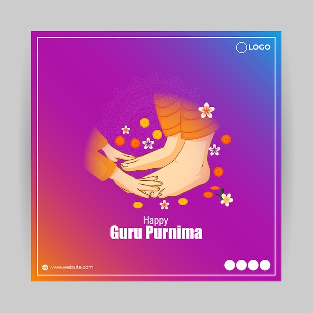 Happy Guru Purnima 소셜 미디어 스토리 피드 목업 템플릿의 벡터 그림