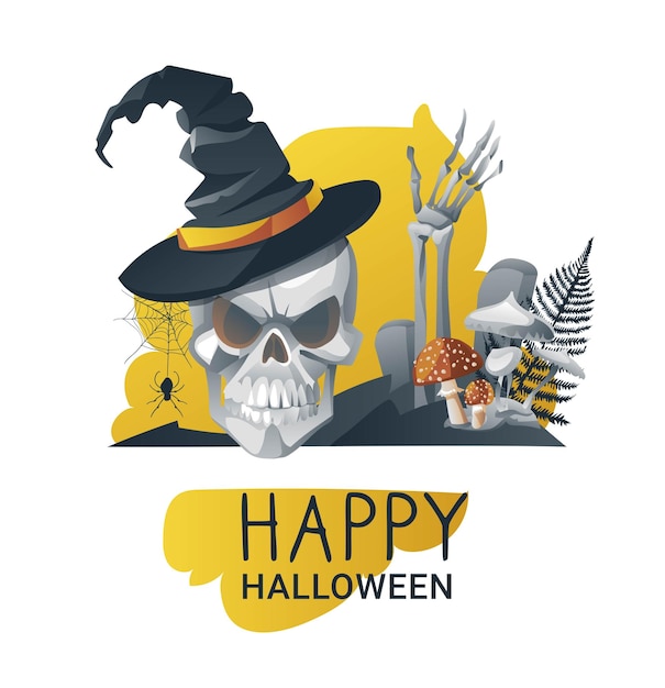 Illustrazione vettoriale del modello di banner di happy halloween isolato su sfondo bianco