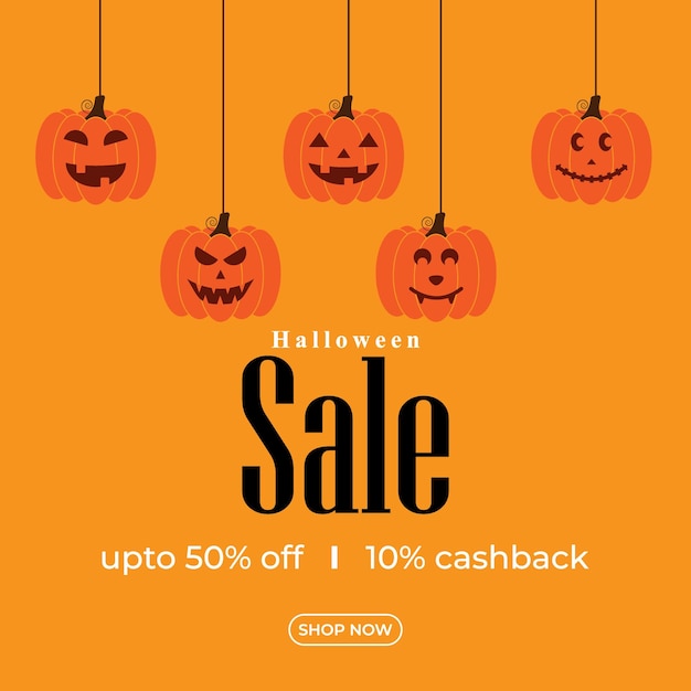 Векторная иллюстрация Happy Halloween Sale Banner