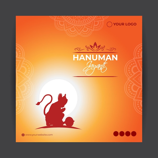 Vector illustration of Happy Hanuman Jayanti wishes social media story feed mockup template