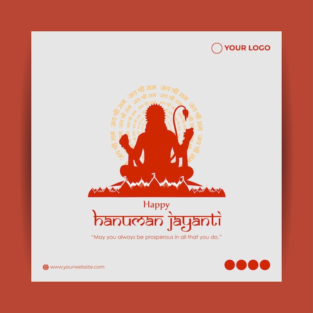 Vector illustration of Happy Hanuman Jayanti wishes social media story feed mockup template