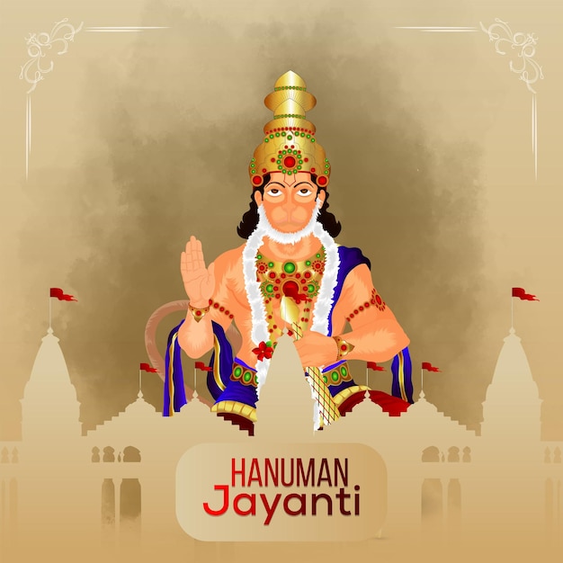 Vector illustration of happy hanuman jayanti